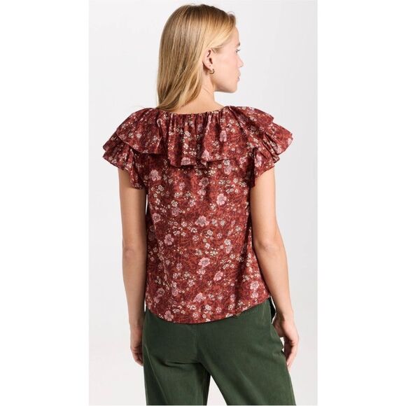 NWT The Great. The Topiary Top Spice Mesa Floral Ruffle Blouse Women’s SZ 3 LRG - Picture 2 of 13